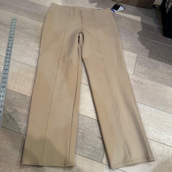 SLIM FACTOR Pants - SLIM FACTOR BY INVESTMENTS WOMENS TAN PULL ON PANTS LARGE STRAIGHT